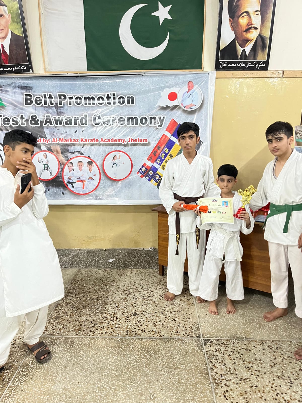 Student receiving belt
